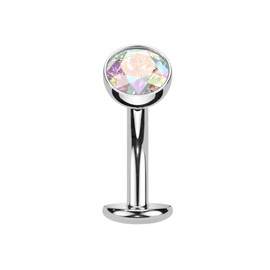 Pierced Owl 14GA F136 Implant Grade Titanium Threadless Convex Base CZ Crystal Floating Belly Button Ring, Metal, cubic zirconia