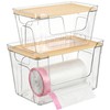 CANTAMI 2 Pack Trash Bag Dispenser with Lid, Plastic Stackable