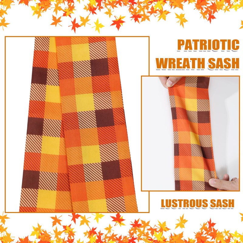 4 Pcs Fall Wreath Sash for Front Door for Garland