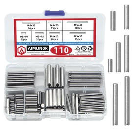 110Pcs Dowel Pins Shelf Support Pegs Kit, Stainless Steel Shelf Support Pin Fasten Elements Assortment Set M5 x 10/15/20/25/30/35/40mm, Metal Cabinet Shelf Pins Kit.
