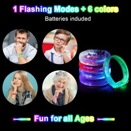 AUAUY 12PCS LED Bracelets Set, Glow In The Dark LED Bracelets, Party Supplies Favors, Flashing Light Up Bracelet Toys Supplies for Thanksgiving, Christmas, Birthday, Glow Accessory for Kids and Adults