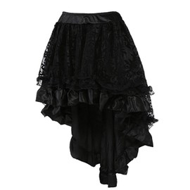 KUOSE Women's Gothic Steampunk Lace Asymmetrical High Low Vintage Skirt Black