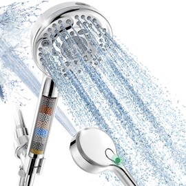 SunCleanse Filtered Shower Head with Handheld, 9-Spray Setting Detachable Showerhead with Filters, Shower Head for Hard Water - Filtered Chlorine, Improve Skin and Hair Texture, Chrome