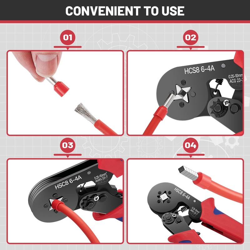 GOOPOOL Crimping Plier Set, 0.25-10mm² Ferrule Crimper Tool, Self-Adjustable Ratchet