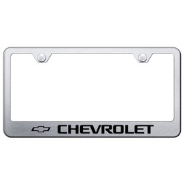 Au-TOMOTIVE GOLD Laser Etched Logo Stainless Steel License Plate Frame for Chevy (Brushed Chrome)
