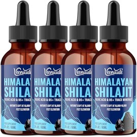 Pure Shilajit Liquid Drops, High Potency Himalayan Shilajit Drops, Enriched with 60% Fulvic Acid and 85+ Trace Minerals, 5X Faster Absorption, Alternative to Resin and Capsules, 60ml (Pack of 4)
