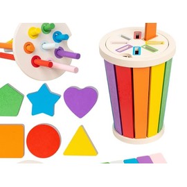 Montessori Toy from 1 Year, Wooden Colour Shape Assignment Games, Sensory Toy for Early Childhood, Sorting and Stacking Toy for Babies Aged 1-3 Years, Plug-In Game from 1 Year
