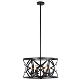 Chloe Lighting Alina Farmhouse 5 Light Matt Black Finish Ceiling Pendant 21" Wide