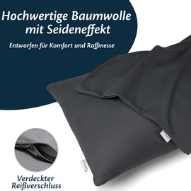 Flowen Set of 2 Cushion Covers, 40 x 80 cm, Cotton Premium Satin, Decoration for Cushions for Sofa/Bed, Super Soft, Resistant, Hypoallergenic, Anti-Dust Mite Fabric, with Concealed Zip, Fully Washable