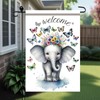 Starlit Patio Welcome Elephant Garden Flag Double Sided 12 x