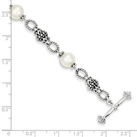 Solid 925 Sterling Silver Freshwater Cultured Pearl Bracelet 8"
