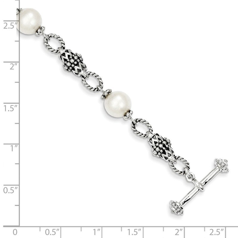 Solid 925 Sterling Silver Freshwater Cultured Pearl Bracelet 8"