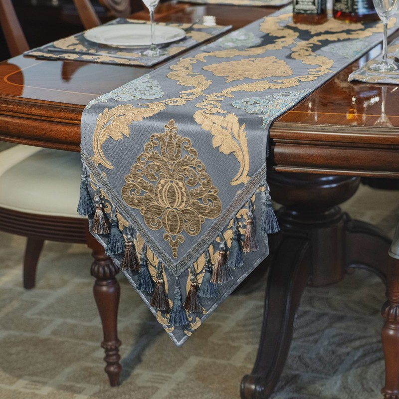 TOPLUXE Table Runner with Handmade Tassels, Luxury Table Runner for