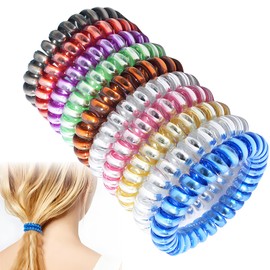 Women's Spiral Hair Bobbles Pack of 10 Traceless Telephone Cable Hair Bobbles