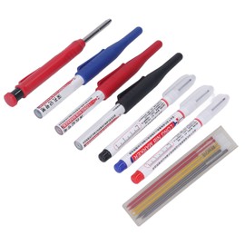 Carpenter Pencil Marker Set Multifunctional 6 Long Nib Deep Hole Markers 1 Woodworking Pencil with Sharpener Refills
