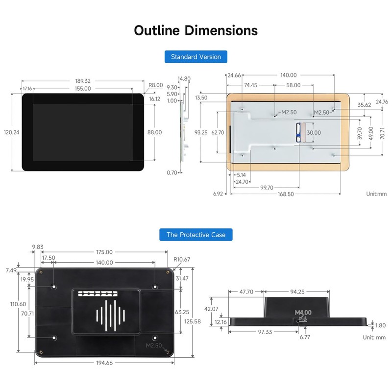 Waveshare 7inch DSI Capacitive Touch Display, 1280×720 Pixels, IPS Panel,