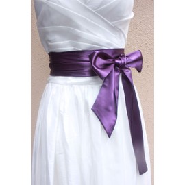 NANIA Wedding satin sash belt for special occasion dress bridal sash (Grape)