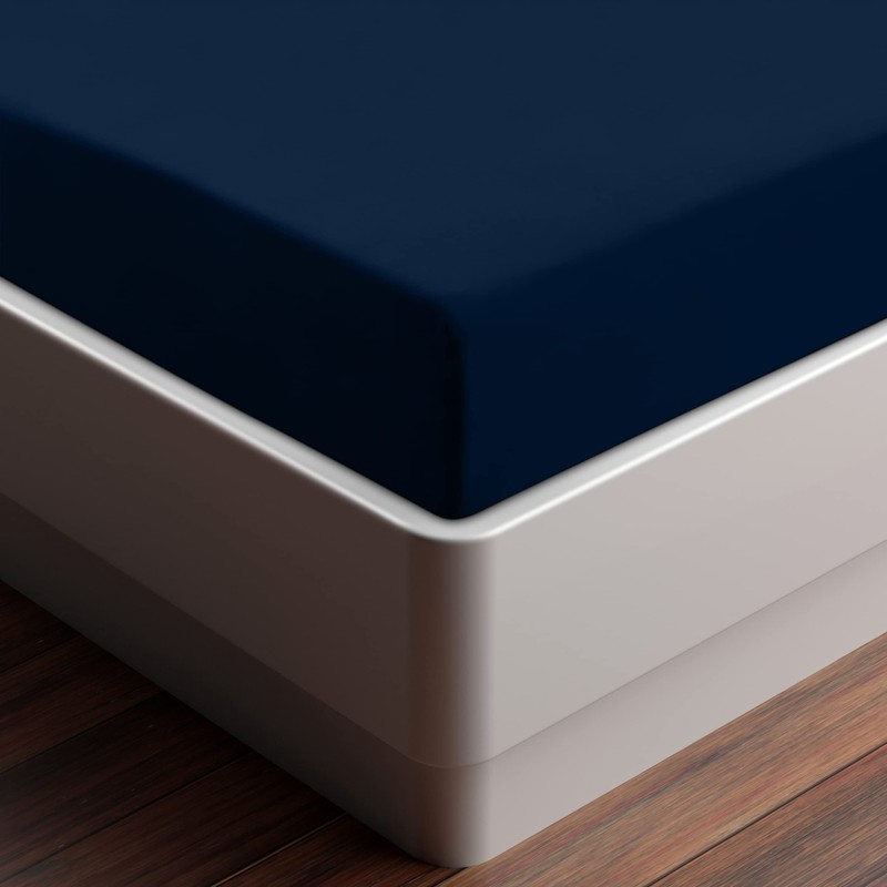 Utopia Bedding Fitted Sheet Single, Navy - Deep Pocket 14