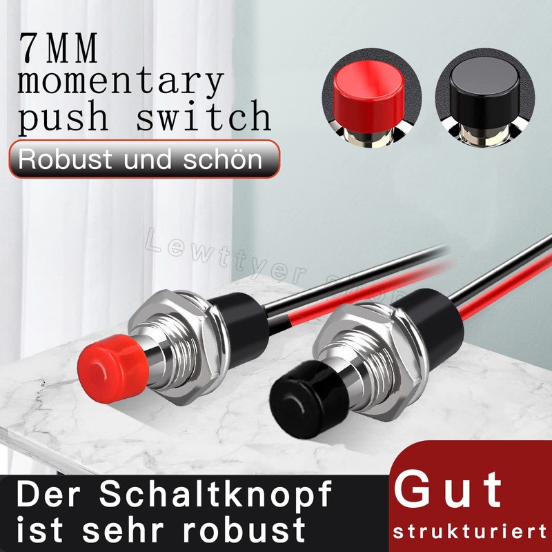 7 mm Mini Round Momentary 2 Pins Pre-Soldered Push Button