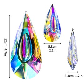 Qaixwuyi Hanging Crystal Prism Suncatcher Drops Crystal Glass Pendant Ornament Rainbow Maker 12 cm Crystal Prisms Colourful for Window Garden Birthday Gift Wedding Decor