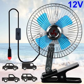 XUKEY 6'' 12V Car Auto Summer Cooling Oscillating Fan Travel Van 360 Rotation Portable