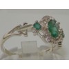 LetsBuyGold 925 Sterling Silver Natural Emerald Womens Anniversary Ring -