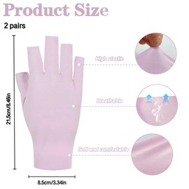 Betinyar 2 Sets Uv Light Gloves for Gel Nails, UV Nail Gloves for Gel Nail Lamp, Protects Hand Skin from UV Rays, Sunscreen Gloves (Purple)