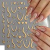 4 Sheets Gold French Line Nail Stickers 3D Self-Adhesive Gold