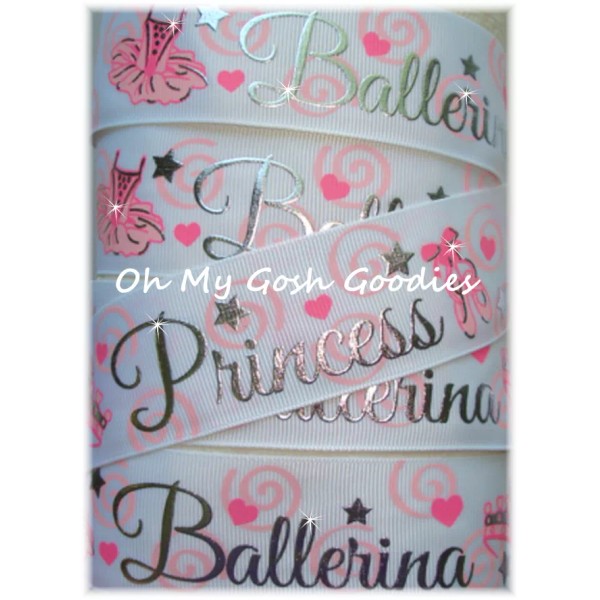 1.5 SWIRL BLING BALLERINA PRINCESS BALLET TUTU GROSGRAIN RIBBON 4