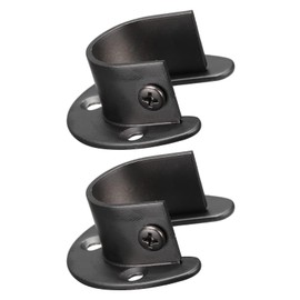 1.1'' Dia Stainless Steel Rod Socket Flange Rod Holder Bracket End Supports for Bathroom Closet Curtain, Set of 2, Black