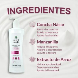 Crema Corporal Aclarante Con Concha Nácar Árbol Verde 420ml Fresca