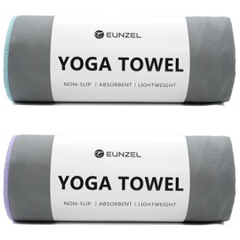 Eunzel 2 Pack Hot Yoga Towel Non-Slip Yoga Mat Towel Ultra-Absorbent Microfiber Towel for Hot Yoga, Pilates，Bikram and Workout 26.5"x 72", Gray