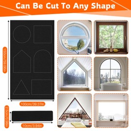 Window Blackout No Drilling, 150 x 100 cm Roof Window Blackout, Black Blackout Film for Windows, Blackout Fabric, Portable Travel for Bedroom, Skylights, Caravan