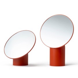 Makeup Mirror with Height Ajustable Tabletop Countertop Bathroom Stylish Mirror Brick Red