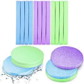 300 Esponjas Limpiadoras Faciales Esponja de Cara Redonda para Lavar Almohadilla de Esponja para Quitar Maquillaje Superficie Suave Comprimida Exfoliante, Rosa, Morado, Azul, Amarillo, Verde