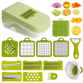 17-Piece Multifunctional Vegetable Chopper, Onion Dicer, Professional Kitchen Slicer, Food Cutter, Cheese Grater, Veggie Chopper with Storage Container, Essential Kitchen Tool