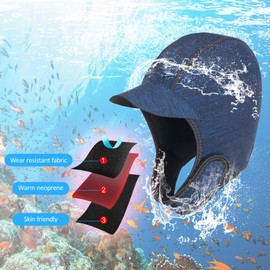 Neoprene Diving Cap Thermal Snorkeling Wetsuit Hat Warm Surfing Headgear Swim Cap Diving Hood for Diving Swimming Snorkeling Kayaking Sailing Canoeing Water Sports