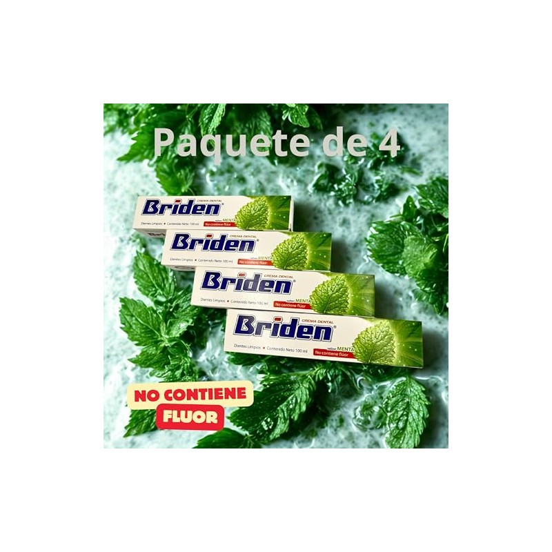CREMA DENTAL SIN FLÚOR BRIDEN PAQ.3 PIEZAS DE 100 ML