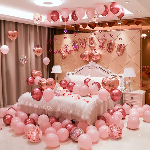 CAKKA Valentines Day Balloons Kit, 101 Pack Rose Gold Pink
