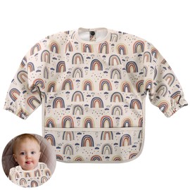 Huiguli Baby Weaning Bibs with Sleeves, Unisex Feeding Bibs 6-12 Months, Waterproof Sleeved Bib Baby for Infant Toddler