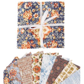 Soimoi Precut 10-inch Floral Floral With Texture Prints Cotton Fabric Bundle Quilting Squares Charm Pack DIY Patchwork Sewing Craft- Multicolor