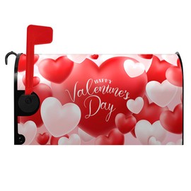 Dacawin Happy Valentine's Day Mailbox Cover Love Hearts Magnetic Mailbox Covers Red and Pink Sweet Heart Mailbox Wraps Valentine Post Letter Box Cover Standard Size 21" x 18"