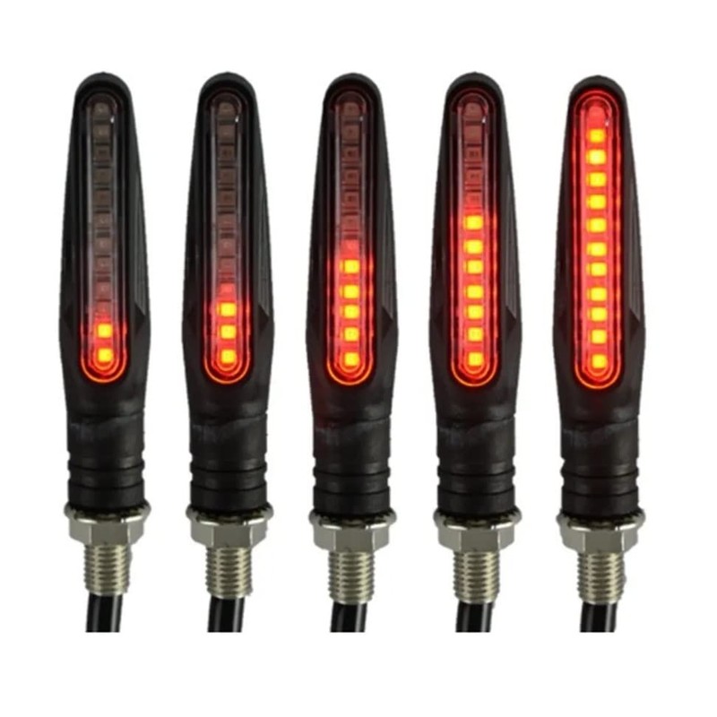 Direccionales Led Motocicleta Moto Secuencial Indicador Intermitente Luces 4pz (Rojo)