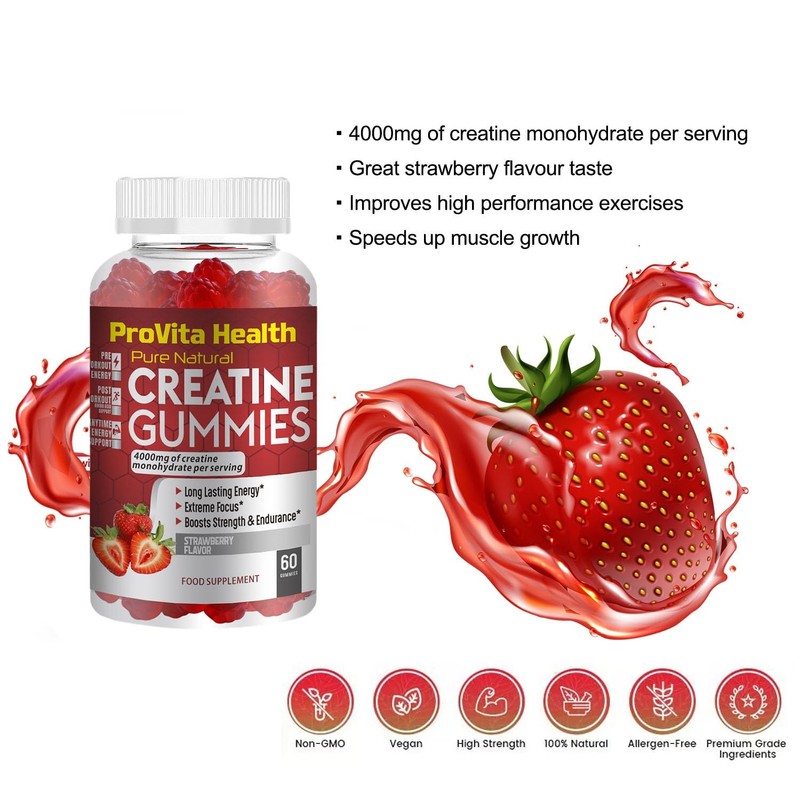 Creatine Monohydrate Gummies 4000mg for Men & Women - 60