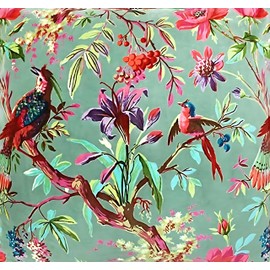 ZFENGYYUAN Mineral Blue Colourful Bird Paradise Square Cushion Cover Polyester & velvet Fabric Machine Washable 100% Cotton 18" x 18" inches