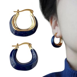 1 Pair of Creole Earrings Small Women's Earrings Girls Earrings Chunky Small 14K Gold Hoop Earrings Chunky Thick Cartilage Hoop Huggie Hoop Earrings Mini Small Hoop Earrings Lightweight, Sterling