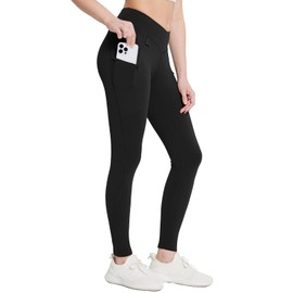 baleaf Fleece Lined Leggings Women Thermal Waterproof Hiking Pants Zipper Pockets Winter Snow Cold Weather Cold Weather Black L