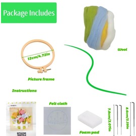 Needle Felt Starter Set,Felting Kits for Beginners Adult Needle Felting Kit Beginner Wool Felting Kit (Garden)