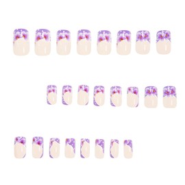 EYZOTSF Press on Nails Short Square Shaped Acrylic Extra Short Length Square False Nails with Designs Artificial Fake Nail with Charms Glue Stick ons Fingernails for Women Girls(W1352)