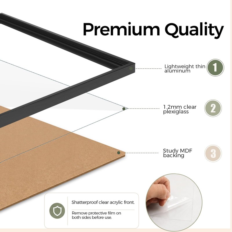 Easthope 11x14 in Black Aluminum Poster Frame, Wall Mount, 1